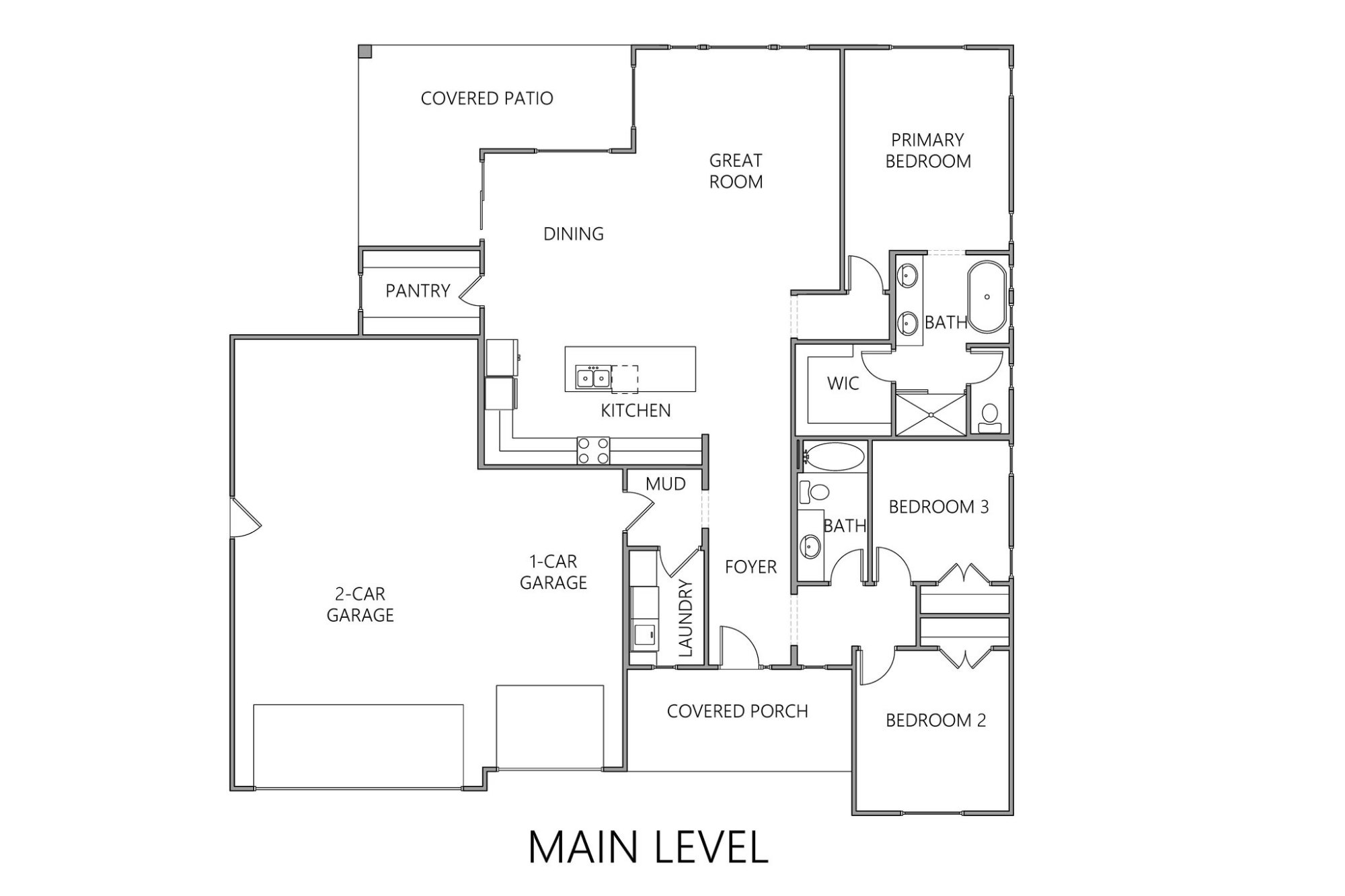 Evergreen Main Level Floor Plan — SunRiver Firelight Construction, Toquerville