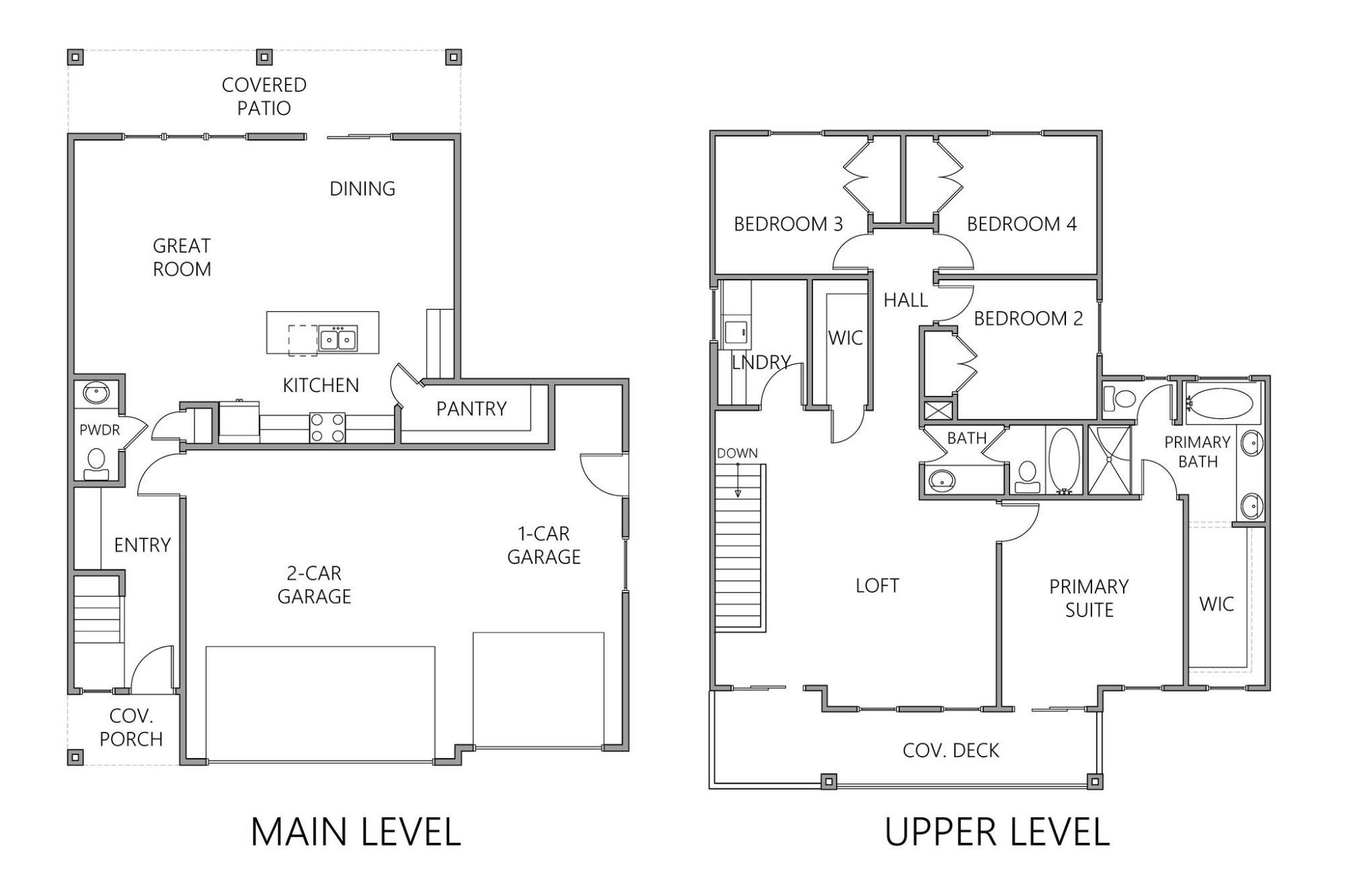Sunkissed Haven Floor Plans — Main Level and Upper Level, Sunwood Homes